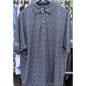 FOOTJOY Performance Golf Shirt Men’s XL Short Sleeve Stretch Blue All-over-print